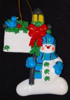 IRISN SNOWMAN W/ LIGHTPOST ORN